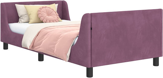 Kids Bed Single Purple for Mattress 80x200cm