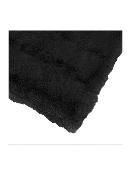 vidaXL Furry Single Blanket 150x220cm Black