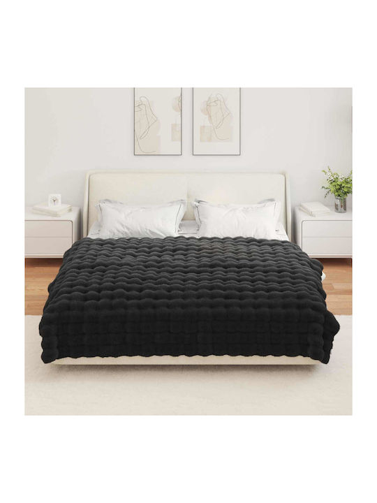 vidaXL Furry Single Blanket 150x220cm Black