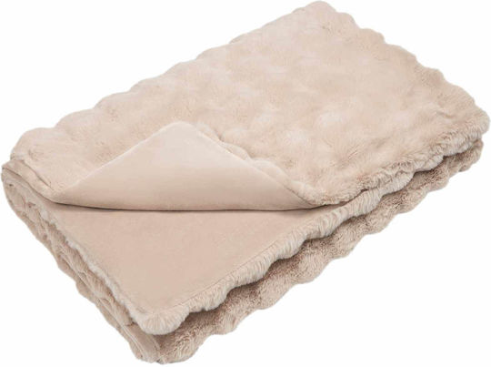 vidaXL Κουβέρτα Γούνινη Καναπέ 130x150εκ. Μπεζ