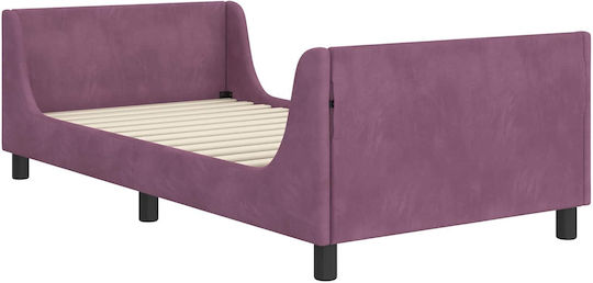 Kids Bed Single Purple for Mattress 80x200cm