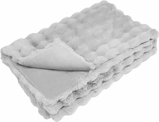 vidaXL Furry Double Bed Blanket 240x270cm Gray