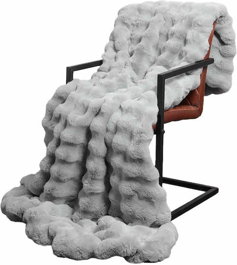 vidaXL Furry Double Bed Blanket 240x270cm Gray