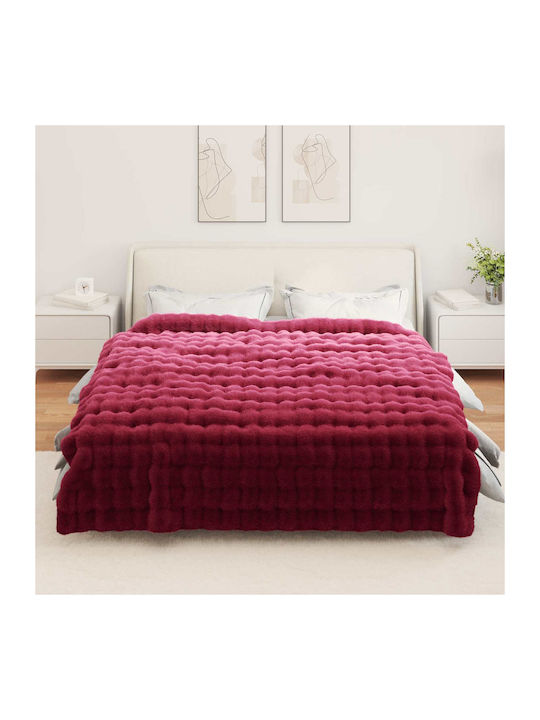 vidaXL Pelzige Decke Übergröße 240x270cm Türkis Rot