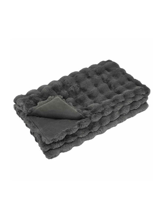 vidaXL Furry Single Blanket 150x220cm Dark Gray