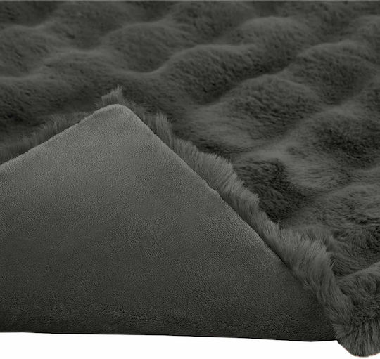 vidaXL Κουβέρτα Γούνινη Μονή 150x220εκ. Σκούρο Γκρι