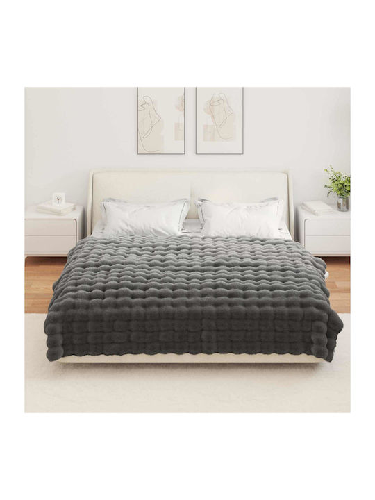 vidaXL Furry Single Blanket 150x220cm Dark Gray