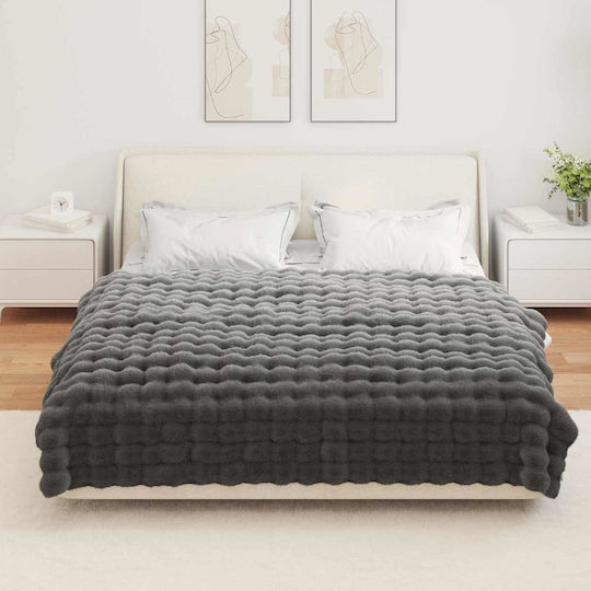 vidaXL Κουβέρτα Γούνινη Μονή 150x220εκ. Σκούρο Γκρι