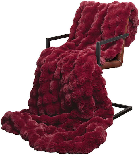vidaXL Furry Double Bed Blanket 240x270cm Veraman Red