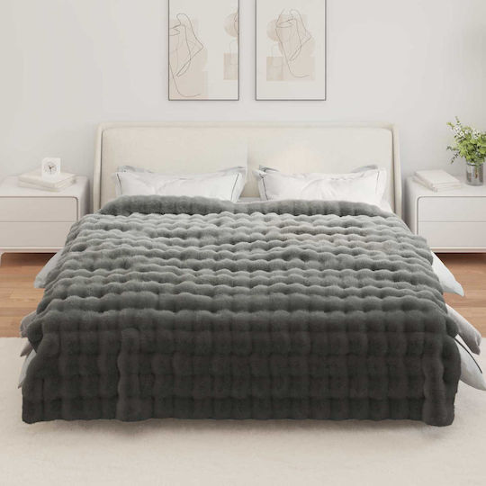 vidaXL Pelzige Decke Übergröße 220x240cm Dunkelgrau