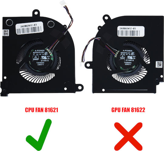 Ανεμιστηράκι Laptop Cpu Cooling Fan Msi Stealth 15m B12ue B12ue-040 B12ue-042 A11uek A11sdk A11sek 12th Gen Processor Ms-15b1 Ms-1562 Ms-1563 Bs5405hs-u5y Bs5405hs-u4w 4pin Κωδ.81621