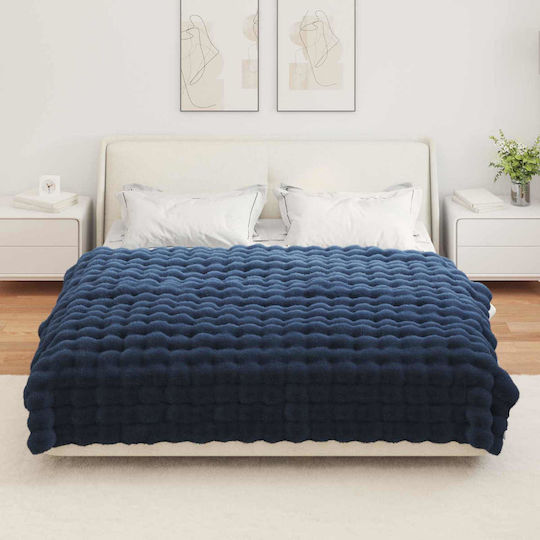 vidaXL Furry Single Blanket 150x220cm Light Blue Blue