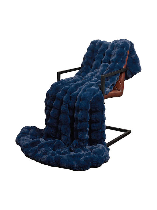 vidaXL Pelzige Decke Übergröße 220x240cm Hellblau Blau