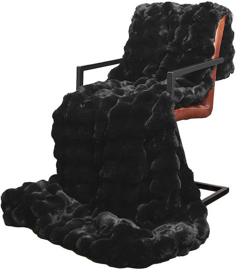 vidaXL Pelzige Decke Übergröße 220x240cm Schwarz