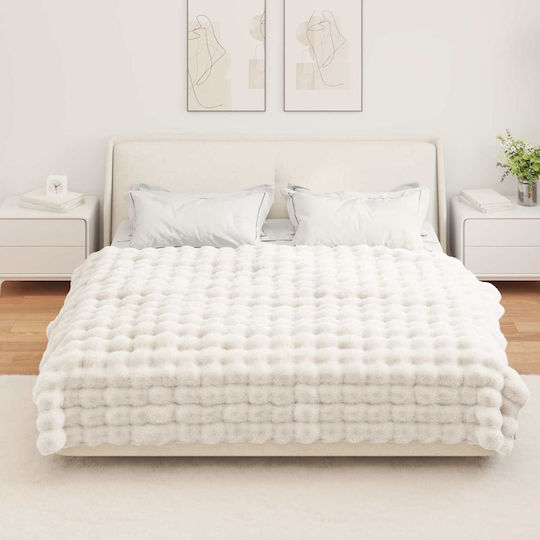 vidaXL Furry Blanket Single 150x220cm White