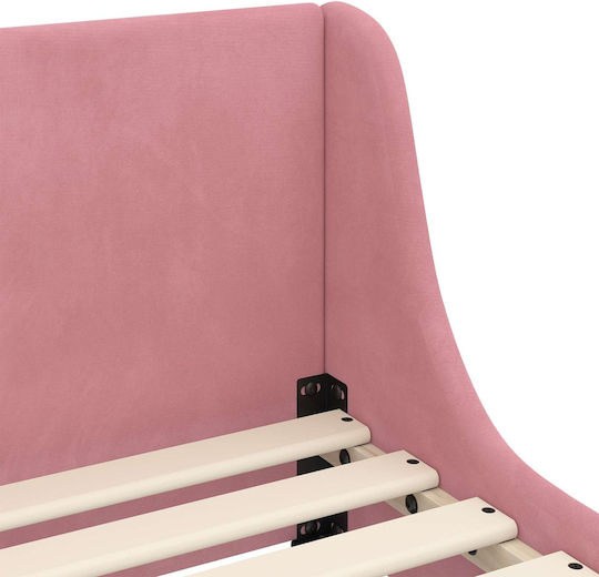 Pat pentru Copii Single Roz pentru Saltea 90x200cm