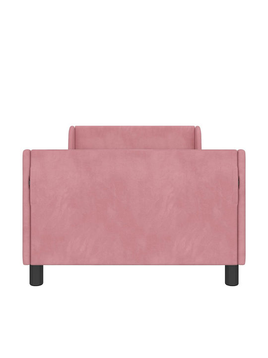 Pat pentru Copii Single Roz pentru Saltea 90x200cm
