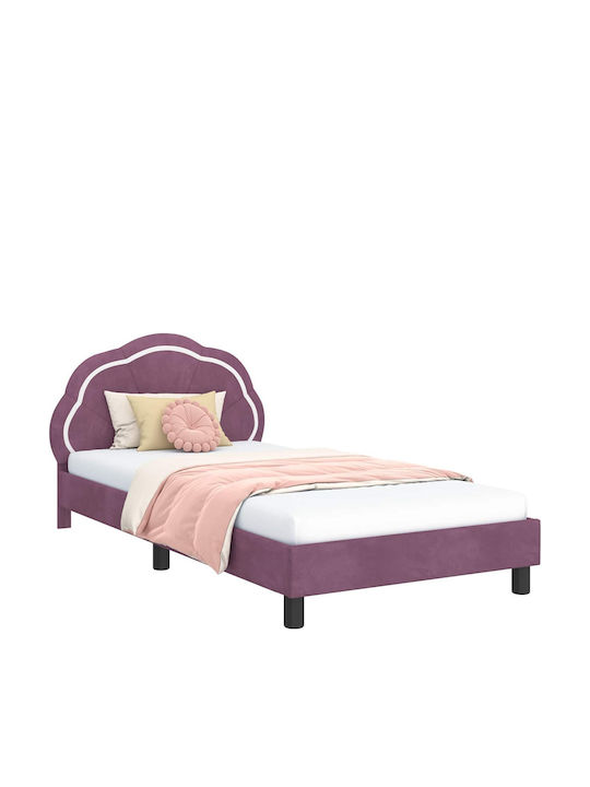 Παιδικό Κρεβάτι Μονό Μωβ για Στρώμα 90x190cm