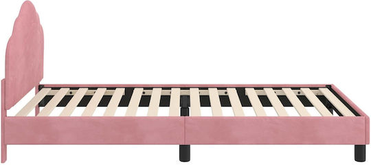 Pat pentru Copii Single Roz pentru Saltea 90x200cm