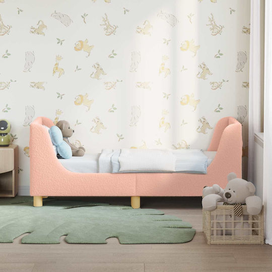 Pat pentru Copii Single Roz pentru Saltea 70x140cm