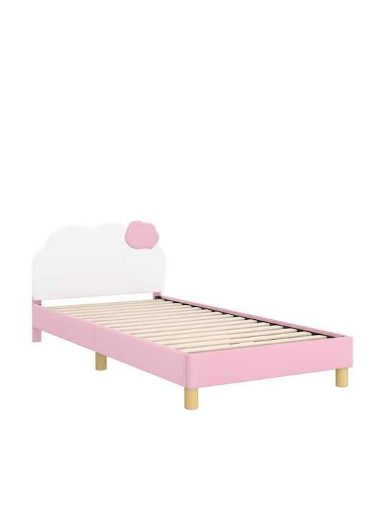 Pat pentru Copii Single Roz pentru Saltea 90x190cm