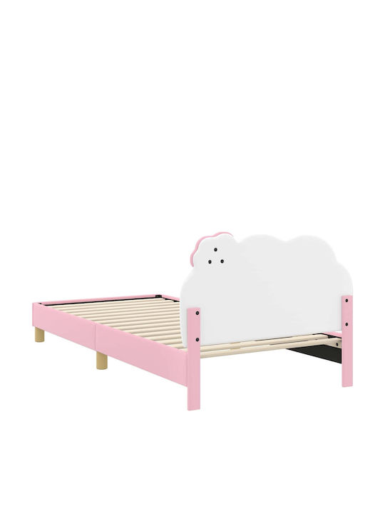 Pat pentru Copii Single Roz pentru Saltea 90x190cm