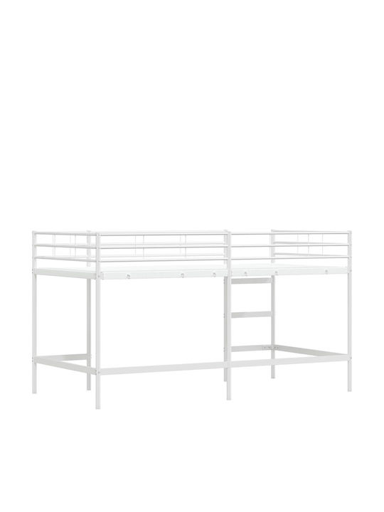 Kids Single Loft Bed White for Mattress 90x201cm