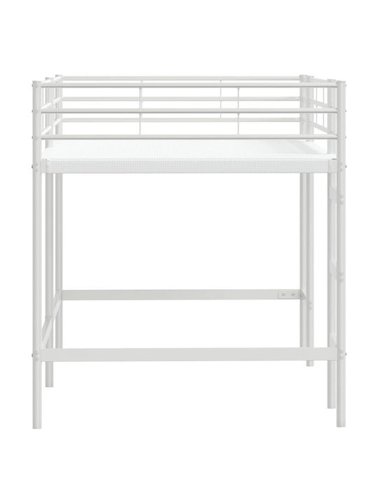 Kids Single Loft Bed White for Mattress 90x201cm