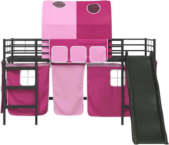 Kinderbett Hochbett Einzel Schwarz für Matratze 100x201cm