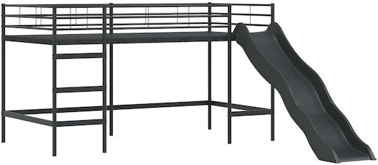 Kinderbett Hochbett Einzel Schwarz für Matratze 90x201cm