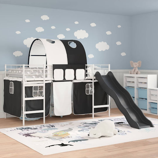 Kinderbett Hochbett Einzel Weiß für Matratze 100x201cm