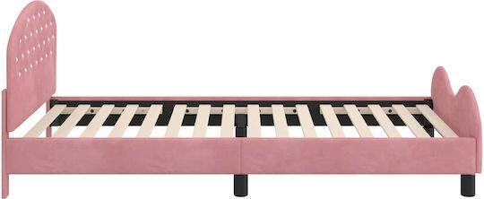 Kinderbett Klassisch Einzel mit Stauraum Rosa für Matratze 80x200cm