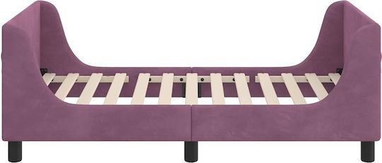 Kids Bed Single Purple for Mattress 80x160cm