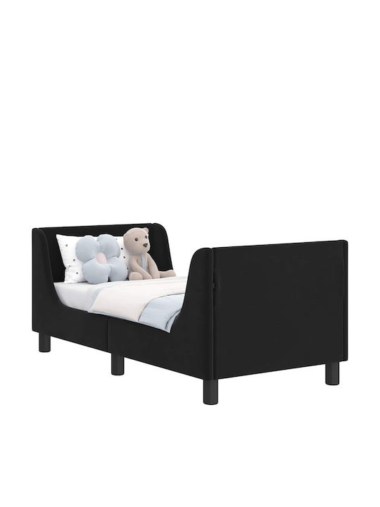 Kids Bed Single Black for Mattress 70x140cm