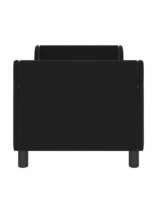 Kids Bed Single Black for Mattress 70x140cm