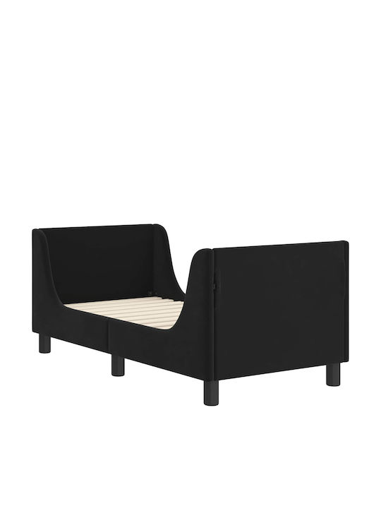 Kids Bed Single Black for Mattress 70x140cm