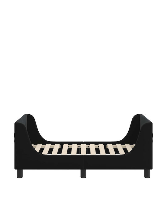 Kids Bed Single Black for Mattress 70x140cm