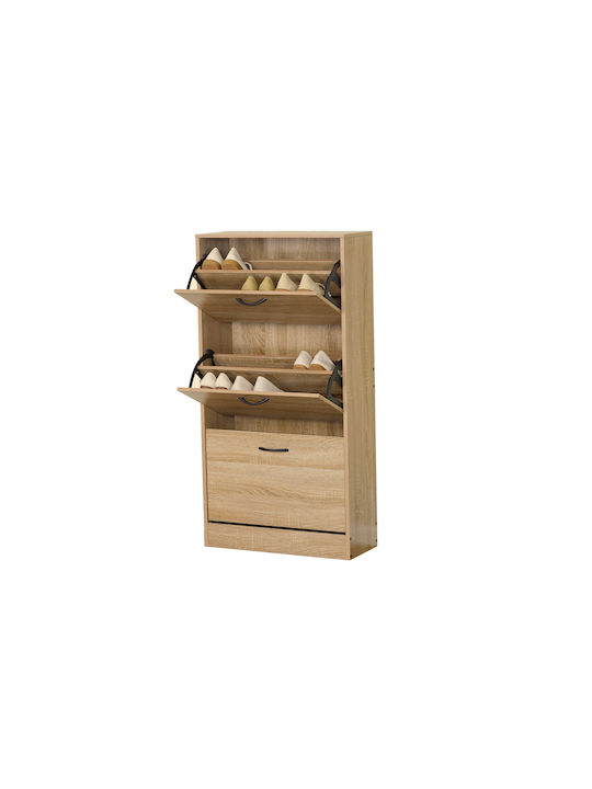 Zefiros Wooden Shoe Organizer with 3 Shelves Sonoma 60x24x115cm