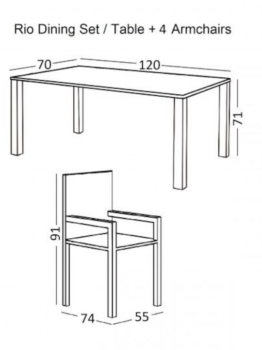 Set Sala De Mese Pentru Exterior Rio 5 Piese Bej E250,80