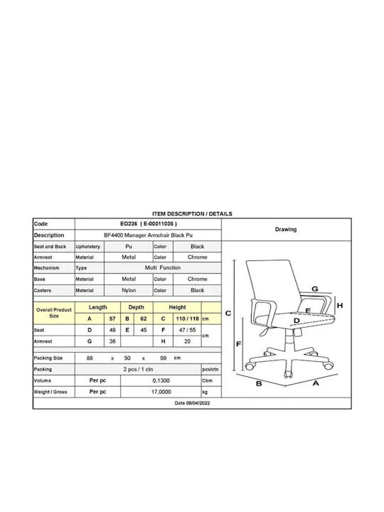 Woodwell BF4400 Scaun De Birou De Director Negru 2 Bucăți