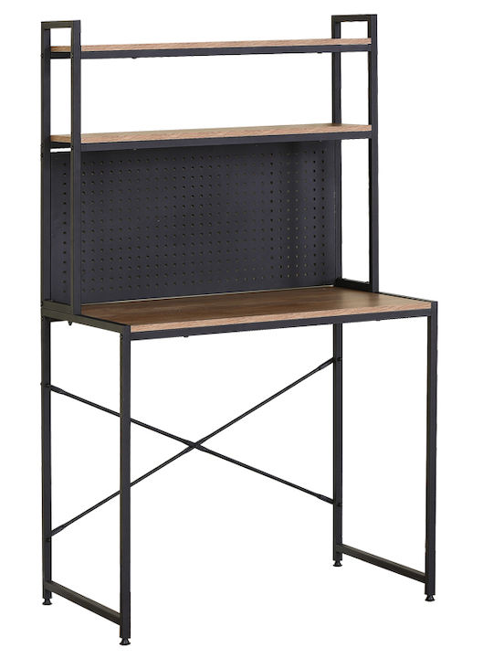 Birou Ifestos din Lemn Negru cu Picioare Metalice 84x50x148,5cm