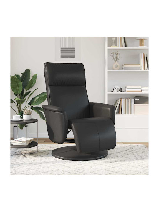 Modern Recliner Made of Black Faux Leather L71xW90xH105cm