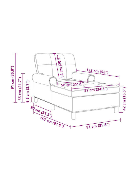 Șezlong Modern Negru L91xL157xÎ91cm