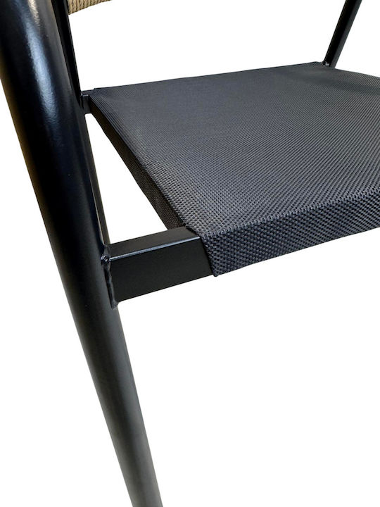 Outdoor Chair Rattan Black/Beige 36x36x75cm