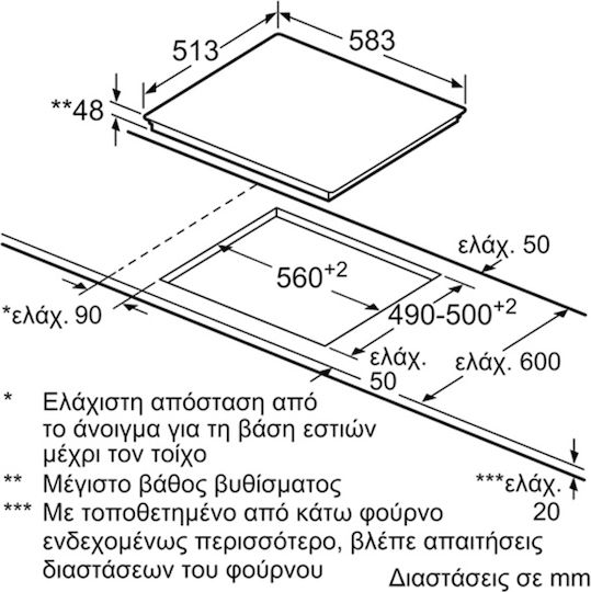 Neff N 70 Κεραμική Εστία με Πλαίσιο Αυτόνομη με Λειτουργία Κλειδώματος 58.3x51.3εκ.