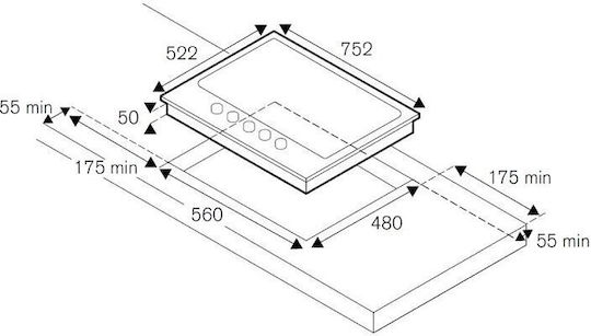 Bertazzoni P75 5C HER NE GN Natural Gas Cooktop Autonomous 75.2x52.2εκ.