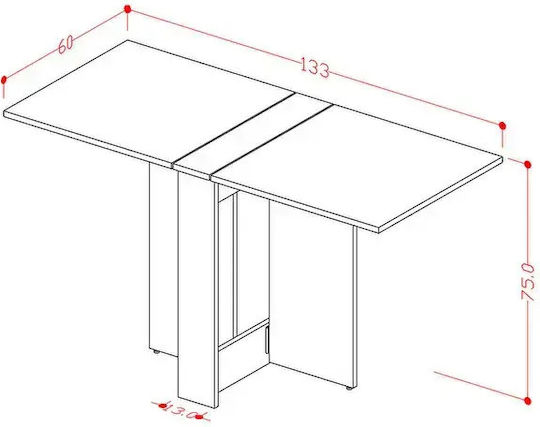 Πτυσσόμενο Τραπέζι Κουζίνας Mdf Ρετρό Γκρι 133x75x75cm