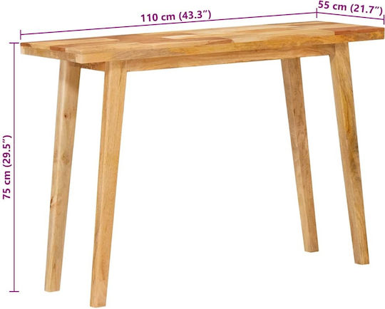 Table Dining Room from Solid Wood Natural 100x35x75cm