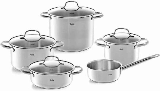 Fissler San Francisco Σετ Μαγειρικά Σκεύη από Ανοξείδωτο Ατσάλι Ασημί 5 τεμαχιών