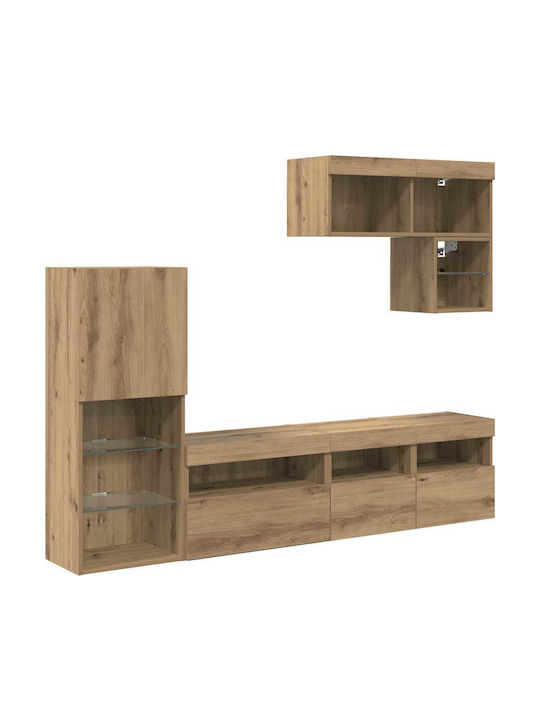 Living Room TV Unit with Lighting Artisan Oak L80xW30xH30cm